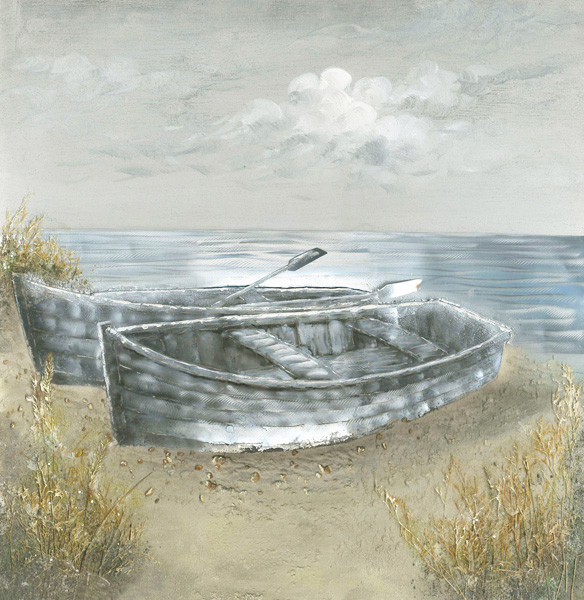 DY024 Wall décor art oil on canvas nautical boats on beach